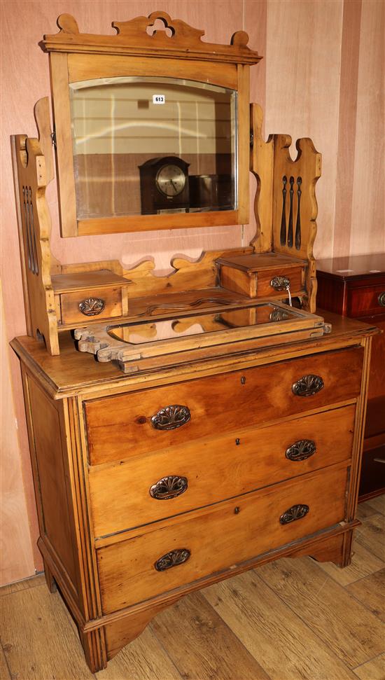 An Edwardian satin walnut dressing chest, W.92cm